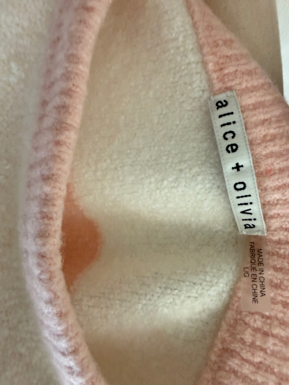 Alice + Olivia Pink and Cream Wide-Stripe Crewneck Sweater - Picture 2 of 2